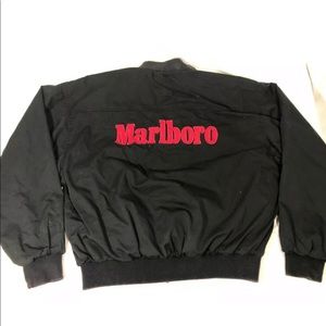 VTG MARLBORO Reversable Coat Black Zip Cigarette M